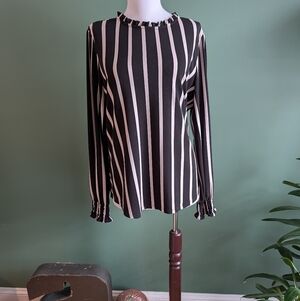 Adrianna Papell Black and White Striped Blouse